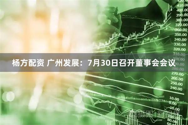 杨方配资 广州发展：7月30日召开董事会会议