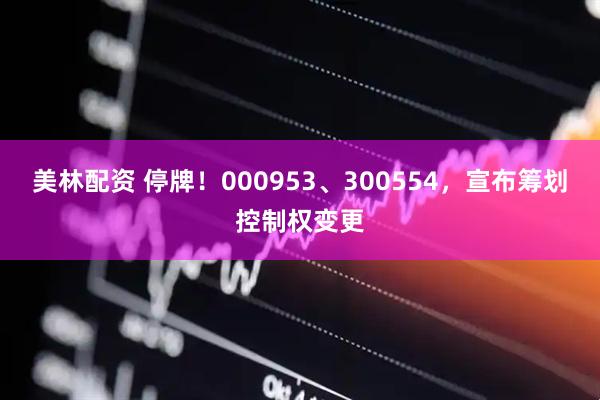 美林配资 停牌！000953、300554，宣布筹划控制权变更